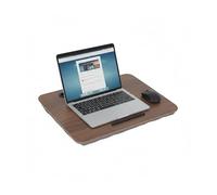 Relaxdays laptop cushion with phone holder, WxD: 42 x 32 cm, lap desk for bed & sofa, laptop lap tray, brown/grey