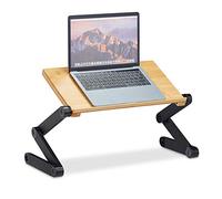 Relaxdays Laptop Stand Bamboo & Aluminium, 15 Inch Notebook Holder, Adjustable Height, HWD: 47.5 x 60 x 26 cm, Natural