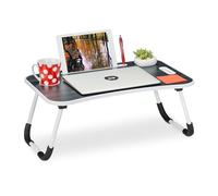 Relaxdays Laptop Stand, Foldable, Bed Table, Work from Home, Couch Desk, Notebook, HxWxD: 26 x 63 x 40 cm, Black/White