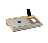 Relaxdays Laptop Tray, Bamboo, Wrist Support, Mobile Holder, Protect, Cushion, 10 x 55.5 x 36, Mini Desk, Natural/Grey