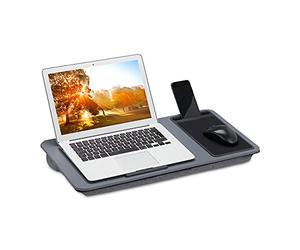 Relaxdays Laptop Tray, with Mouse Pad, WxD: 57.5 x 30 cm, Non-slip Strips, Carrying Handle, Comfortably Work from Home