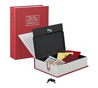 Relaxdays Large Book, Locking, Steel Cash Box, 2 Keys, HxWxD: 27 x 20 x 6.5 cm, Diversion Safe, Red, 6.5 x 20 x 27 cm