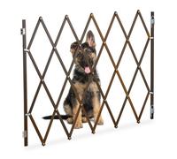 Relaxdays Safety Gate, Dog Barrier, Width Extendable up to 130 cm, 87.5-100 cm High, Bamboo, Stair & Door Guard, Brown
