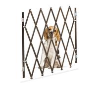Relaxdays Safety Gate, Dog Barrier, Width Extendable up to 118 cm, 69-82.5 cm high, Bamboo & Iron, Stairs & Doors, Brown