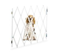 Relaxdays Safety Gate, Dog Barrier, Extendable up to 118 cm, 69-82.5 cm high, Bamboo & Iron, Stairs & Doors Guard, White