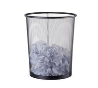 Relaxdays Metal Trash Can, Large Paper Bin for Office, 20L Dustbin, 30 cm Ø, Height 35 cm, Black