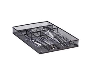 Relaxdays Large Metal Mesh Cutlery Tray, Open Drawer Organizer Insert, L, HWD: 5.1 x 28.6 x 40.6 cm, Black