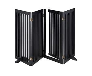 Relaxdays Large Safety Gate with Door, for Pets and Kids, Retractable, Stable Free-Standing Barrier, 92 x 207 cm, Black