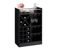 Relaxdays Wine Rack with Glass Holder for 22 Bottles, Freestanding, Prosecco, Home Bar HxWxD: 96 x 63 x 35 cm, Black