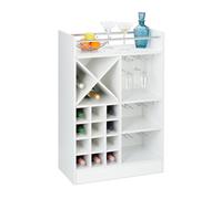 Relaxdays Wine Rack with Glass Holder for 22 Bottles, Freestanding, Prosecco, Home Bar HxWxD: 96 x 63 x 35 cm, White