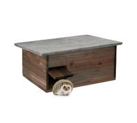 Relaxdays Hedgehog House, with Floor, Flap Door, Labyrinth Entrance, Wooden, Protect, Hutch, HxWxD: 20x45.5x33 cm, Brown, Wood, 20 x 45.5 x 33 cm