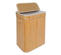 Relaxdays Laundry Basket with Lid, Bamboo, 72 l, Foldable Laundry Bin, HxWxD: 60 x 40 x 30 cm, Bathroom, Natural
