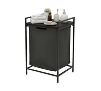 Relaxdays Laundry Bin with Shelf, 65L Removable Liner, Portable, Black, 72x50x33 cm