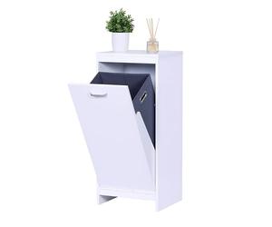 Relaxdays laundry cabinet, foldable laundry bag 48 l, HWD: 90 x 80 x 35 cm, moisture-resistant bathroom unit, white