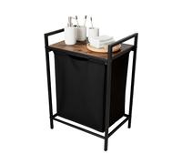 Relaxdays Laundry Hamper with Removable Bag, Shelf, 65L, 72x50x33cm, Black/Brown