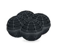 Relaxdays Laundry, Set of 4, Machine, Without Detergent, Eco-Friendly, Washing Ball, Black, 9.5 x 10.5 x 10.5 cm