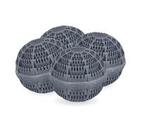 Relaxdays Laundry, Set of 4, Machine, Without Detergent, Eco-Friendly, Washing Ball, Grey, 9.5 x 10.5 x 10.5 cm