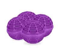 Relaxdays Laundry, Set of 4, Machine, without Detergent, Eco-friendly, Washing Ball, Purple, Ceramics, 9.5 x 10.5 x 10.5 cm