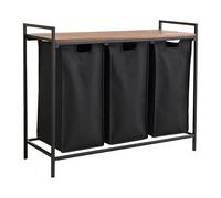 Relaxdays laundry sorter with 3 removable laundry bags, with shelf, HWD 72x92.5x33 cm, metal basket, brown/black