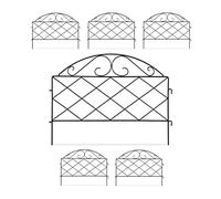 Relaxdays Lawn Edging, H x W: 40 x 54.5 cm, 6 Components, Garden Flowerbed Border, Push-In, Metal, Vintage Look, Black