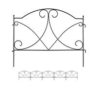 Relaxdays Lawn Edging, H x W: 43 x 55 cm, 6 Components, Garden Flowerbed Border, Push-In, Metal, Vintage Look, Black, Iron