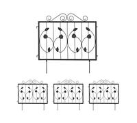 Relaxdays Lawn Edging, H x W: 60 x 60 cm, 4 Components, Garden Flowerbed Border, Push-In, Metal, Decorative, Black, Iron