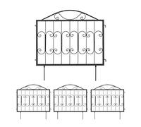 Relaxdays Lawn Edging, H x W: 60 x 60 cm, 4-Piece Set, Garden Flowerbed Border, Push-In, Metal, Swirl Design, Black, Iron