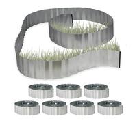 Relaxdays Lawn Edging, Set of 8, each 5 m x 16 cm, Garden Border for Flowerbeds & more, Flexible Galvanised Iron, Silver