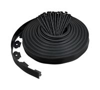 Relaxdays Lawn Edging with Ground Stakes, 30 m, for Flowerbed & Path Borders, Flexible Strip, Landscaping Divider, Black