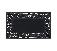 Relaxdays Leaf Frame Design Natural Rubber Doormat, 75x 45 cm, Door Mat Inside & Outside, Non-Slip, Black, 45x75cm