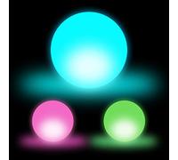 Relaxdays LED Ball Mood Lighting, LED Night Light, 3D Decor Light, 3-Piece Set, Colour Switch, D: 7.5 cm, White