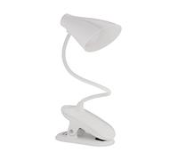 Relaxdays LED Clamp Lamp, Clampable Desk Lamp with Touch, 3 Light Colours, Flexible, Rechargeable Clamp Light, White, 1 Piece