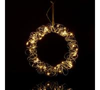 Relaxdays LED Light Wreath, Decorative Window Ornament, Autumn, Hang Up Christmas Decor, Battery Powered, Ø 30cm, Silver