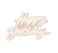 Relaxdays LED Happy Birthday Sign, Acrylic Hanging Decoration, USB, Warm White, 28 x 40 cm