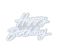 Relaxdays LED Happy Birthday Sign, Illuminated Decor, USB, 28 x 40 cm, Cool White Display
