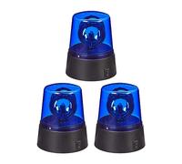 Relaxdays LED Light, 3x Set, Round, Spinning Reflector, Party, Costume, Fancy Dress, Battery Powered, Signal, Blue