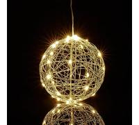 Relaxdays LED Light Sphere, Decorative Window Ornament, Autumn, Hang Up Christmas Decor, Battery Powered, Ø 15cm, Silver