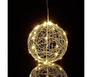 Relaxdays LED Light Sphere, Decorative Window Ornament, Autumn, Hang Up Christmas Decor, Battery Powered, Ø 15cm, Silver
