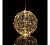 Relaxdays LED Light Sphere, Window Ornament, Autumn, Hang Up Christmas Decor, Battery Powered, Ø 25cm, Silver, Iron, 25 x 25 x 25 cm