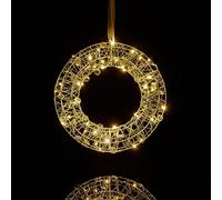 Relaxdays LED Light Wreath, Decorative Window Ornament, Autumn, Hang Up Christmas Decor, Battery Powered, Ø 25cm, Silver