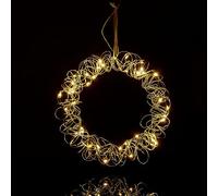 Relaxdays LED Light Wreath, Decorative Window Ornament, Autumn, Hang Up Christmas Decor, Battery Powered, Ø 30cm, Silver