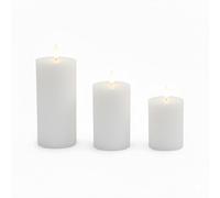 Relaxdays LED pillar candles, 3-piece set, 3 sizes, flickering flame, real wax, grooved, flameless, white