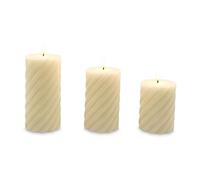 Relaxdays LED Pillar Candles Set of 3, Flickering Real Wax Flames, 18.5 x 7.5 x 7.5 cm, Champagne