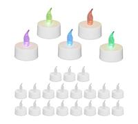 Relaxdays LED, Set of 24, Colour Changing Candles, HxD: 4.5 x 3.5 cm, Electric, Flameless Tea Lights, White