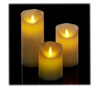 Relaxdays LED, Set of 3, with Timer Function & Flickering Flame, Flameless Candle Lights, Electronic, Cream, Real wax, Various sizes