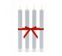 Relaxdays LED Taper Candles Set of 4, Flickering Flame, Real Wax, Flameless, Light Grey, 25 x 2 cm
