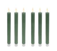Relaxdays LED Taper Candles, Set of 6, Flickering Flame, Real Wax, Grooved, Flameless, 25x2 cm, Khaki