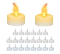 Relaxdays LED Tea Lights, Set of 24, Round Faux, HxD: 4.5 x 3.5 cm, Electric, Flameless Candles, White