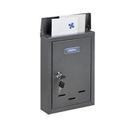 Relaxdays Letter Name Plate, Metal, Lockable, with 2 Keys, Post Box, HWD: 30.5 x 21 x 7 cm, Wall-Mounted, Grey, Iron