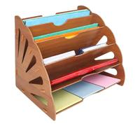 Relaxdays letter tray, A4, 5 slanted compartments, brown